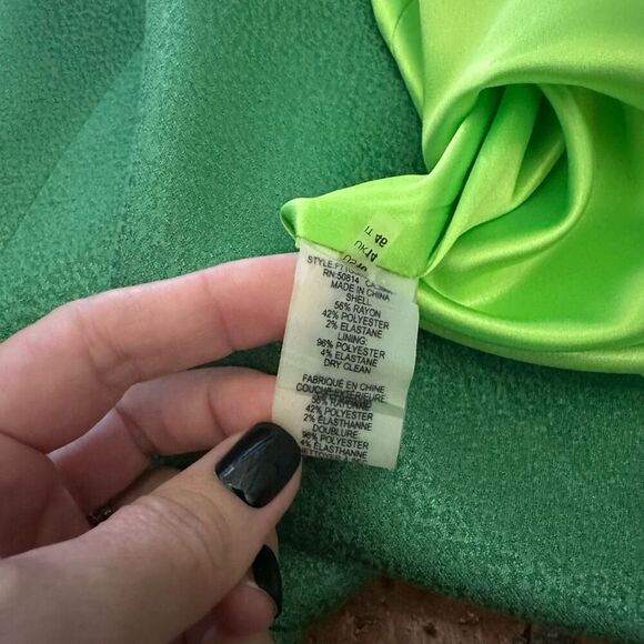 Tahari Peplum Waist Ruffle Pencil Dress Vibrant Green - Picture 10 of 10